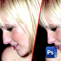 Как выровнять  нос с помощью фильтра в Фотошопе